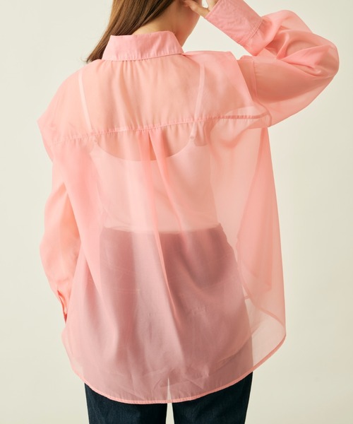 NEUNA(ヌナ)の「【大人の抜け感シアー。】ゆったりシアーカラーシャツブラウス(シャツ/ブラウス・レディース・ホワイト/ピンク/オレンジ/ブラック・FREE)」の19枚目の写真