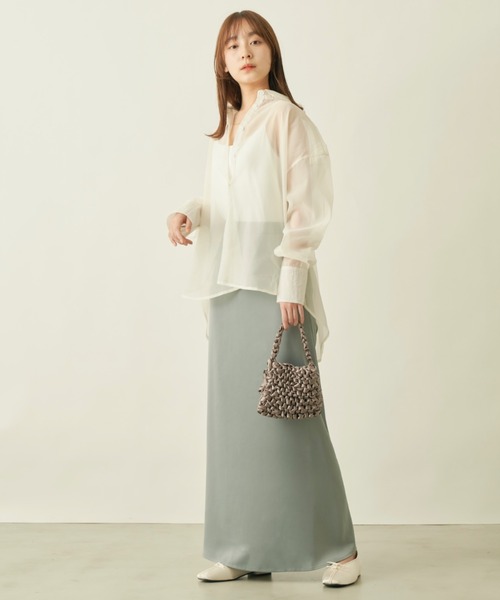NEUNA(ヌナ)の「【大人の抜け感シアー。】ゆったりシアーカラーシャツブラウス(シャツ/ブラウス・レディース・ホワイト/ピンク/オレンジ/ブラック・FREE)」の20枚目の写真