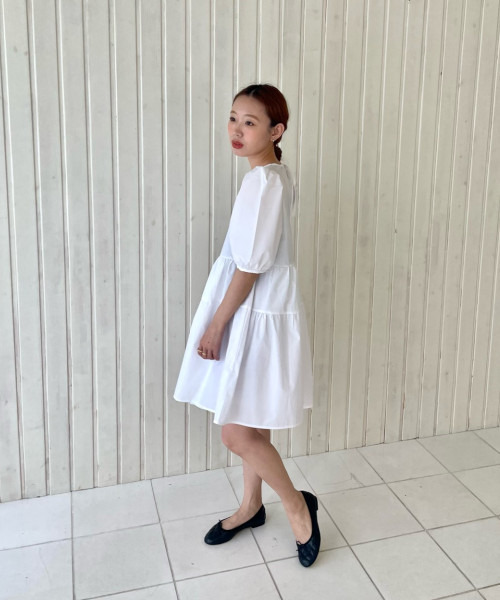 GIMME GIMME（ギミーギミー）の「【GIMME GIMME】Tiered dress gimw22s016（ワンピース・レディース・ブラック/ホワイト・M/S）」の6枚目の写真