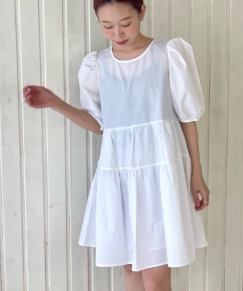 GIMME GIMME（ギミーギミー）の「【GIMME GIMME】Tiered dress gimw22s016（ワンピース・レディース・ブラック/ホワイト・M/S）」の3枚目の写真