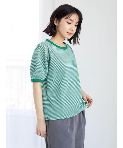 Green Parks(グリーンパークス)の「カットジャガード袖パフプルオーバー(Tシャツ/カットソー・レディース・ブラック/ブルー/グリーン・FREE)」の18枚目の写真