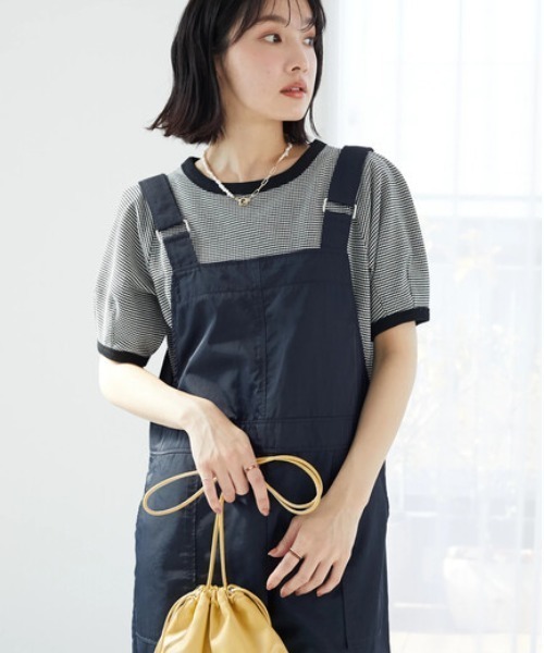 Green Parks(グリーンパークス)の「カットジャガード袖パフプルオーバー(Tシャツ/カットソー・レディース・ブラック/ブルー/グリーン・FREE)」の2枚目の写真