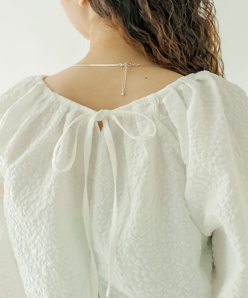 mystic（ミスティック）の「エンボスパフブラウス（シャツ/ブラウス・レディース・ブラック/オフホワイト/オリーブ・FREE）」の8枚目の写真