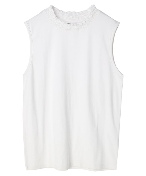 CRAFT STANDARD BOUTIQUE（クラフトスタンダードブティック）の「衿シャーリングタンクトップ　＊◆（タンクトップ・レディース・ブラック/オフホワイト・FREE）」の3枚目の写真