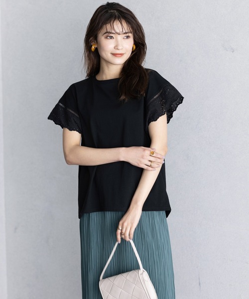 GeeRA(ジーラ)の「綿100%袖レースプルオーバー(Tシャツ/カットソー・レディース・ブラック/オフホワイト・LARGE/MEDIUM/X-LARGE)」の12枚目の写真