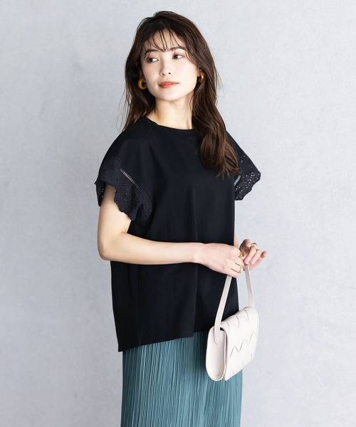 GeeRA(ジーラ)の「綿100%袖レースプルオーバー(Tシャツ/カットソー・レディース・ブラック/オフホワイト・LARGE/MEDIUM/X-LARGE)」の13枚目の写真