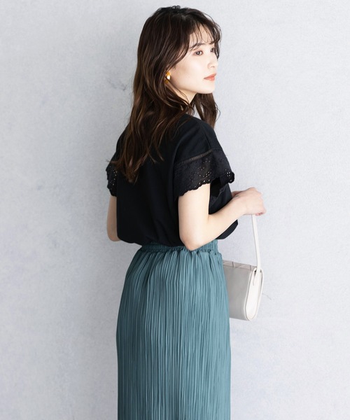 GeeRA(ジーラ)の「綿100%袖レースプルオーバー(Tシャツ/カットソー・レディース・ブラック/オフホワイト・LARGE/MEDIUM/X-LARGE)」の16枚目の写真