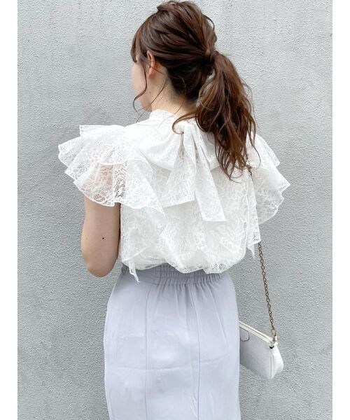 dazzlin（ダズリン）の「フリルアソートリボンブラウス（シャツ/ブラウス・レディース・オフホワイト/パープル/ベージュ・FREE）」の12枚目の写真