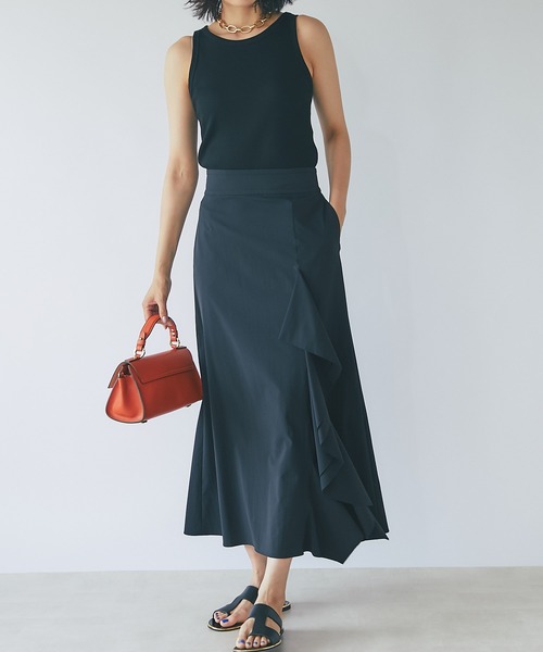 RIVE DROITE（リヴドロワ）の「ライトクロスフレアマキシスカート（スカート・レディース・ブラック/ベージュ・36/38）」の3枚目の写真