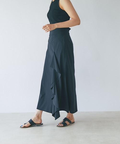 RIVE DROITE（リヴドロワ）の「ライトクロスフレアマキシスカート（スカート・レディース・ブラック/ベージュ・36/38）」の4枚目の写真