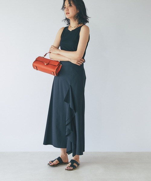 RIVE DROITE（リヴドロワ）の「ライトクロスフレアマキシスカート（スカート・レディース・ブラック/ベージュ・36/38）」の11枚目の写真