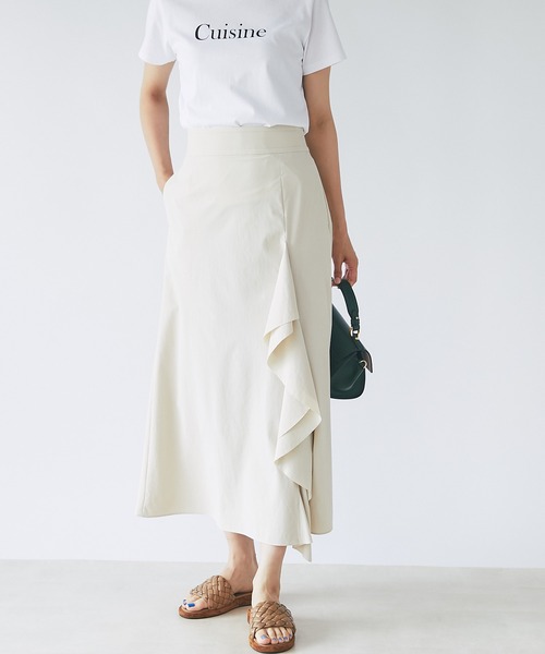 RIVE DROITE（リヴドロワ）の「ライトクロスフレアマキシスカート（スカート・レディース・ブラック/ベージュ・36/38）」の6枚目の写真