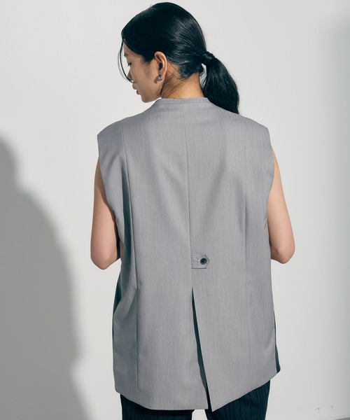 PUBLIC TOKYO（パブリックトウキョウ）の「ヘリンボーンプルオーバージレ（ベスト・レディース・ベージュ/グレー・FREE）」の5枚目の写真