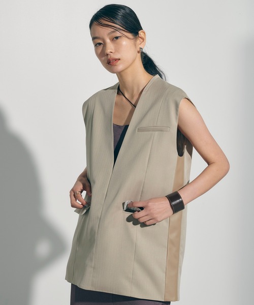 PUBLIC TOKYO（パブリックトウキョウ）の「ヘリンボーンプルオーバージレ（ベスト・レディース・ベージュ/グレー・FREE）」の10枚目の写真