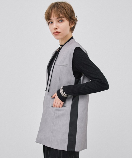 PUBLIC TOKYO（パブリックトウキョウ）の「ヘリンボーンプルオーバージレ（ベスト・レディース・ベージュ/グレー・FREE）」の22枚目の写真