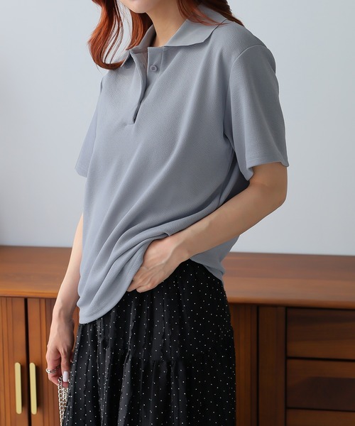 Ulysses（ユリシス）の「オーバーサイズポロトップス（Tシャツ/カットソー・レディース・ホワイト/ピンク/ブルー/ベージュ/グレー/ブラック・F）」の20枚目の写真