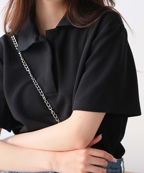 Ulysses（ユリシス）の「オーバーサイズポロトップス（Tシャツ/カットソー・レディース・ホワイト/ピンク/ブルー/ベージュ/グレー/ブラック・F）」の12枚目の写真