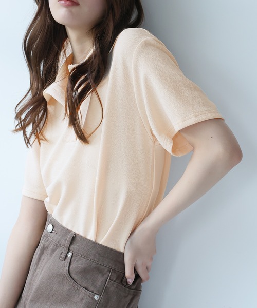 Ulysses（ユリシス）の「オーバーサイズポロトップス（Tシャツ/カットソー・レディース・ホワイト/ピンク/ブルー/ベージュ/グレー/ブラック・F）」の14枚目の写真