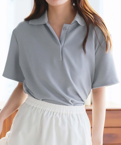 Ulysses（ユリシス）の「オーバーサイズポロトップス（Tシャツ/カットソー・レディース・ホワイト/ピンク/ブルー/ベージュ/グレー/ブラック・F）」の15枚目の写真