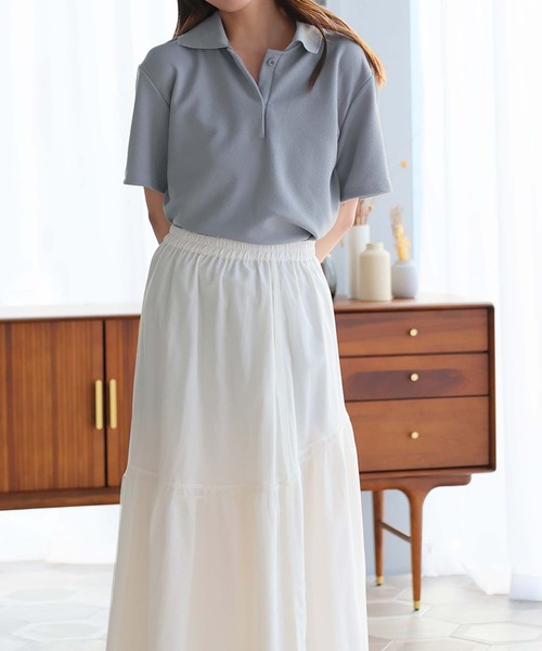 Ulysses（ユリシス）の「オーバーサイズポロトップス（Tシャツ/カットソー・レディース・ホワイト/ピンク/ブルー/ベージュ/グレー/ブラック・F）」の16枚目の写真