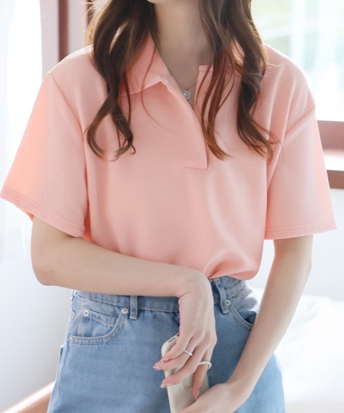 Ulysses（ユリシス）の「オーバーサイズポロトップス（Tシャツ/カットソー・レディース・ホワイト/ピンク/ブルー/ベージュ/グレー/ブラック・F）」の19枚目の写真