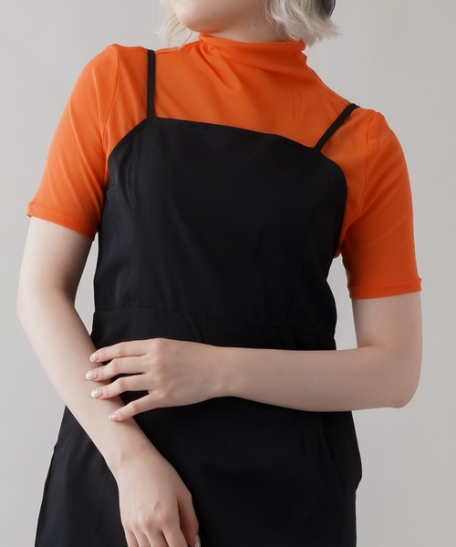 SPINNS（スピンズ）の「シアーカラータートルネック半袖カットソー（T