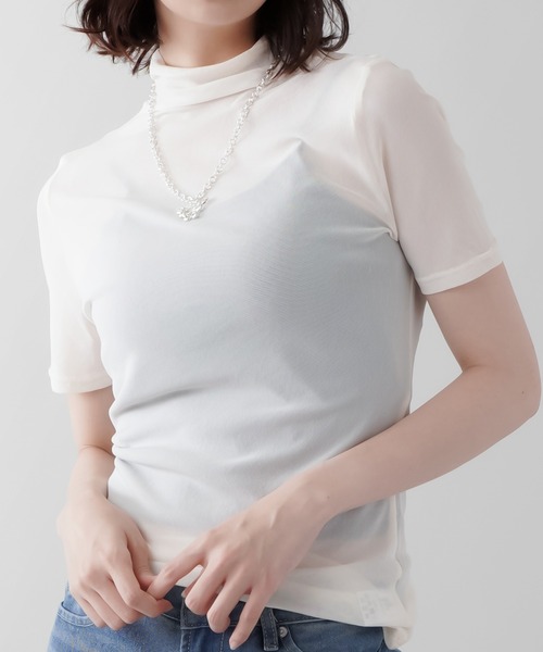 SPINNS（スピンズ）の「シアーカラータートルネック半袖カットソー（T