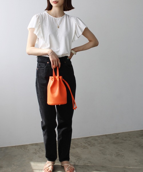 GeeRA（ジーラ）の「巾着ミニ2WAYバッグ（ハンドバッグ・レディース・ブラック/オレンジ/アイボリー/サンドグレー・FREE）」の8枚目の写真