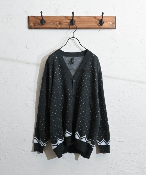 Ritzy（リッツィー）の「12GG ジャガードニット バーズアイ カーディガン レディース メンズ（カーディガン/ボレロ・メンズ・ベージュ/グリーン/杢グレー・MEDIUM/LARGE/X-LARGE）」の4枚目の写真