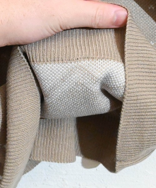 Ritzy（リッツィー）の「12GG ジャガードニット バーズアイ カーディガン レディース メンズ（カーディガン/ボレロ・メンズ・ベージュ/グリーン/杢グレー・MEDIUM/LARGE/X-LARGE）」の9枚目の写真