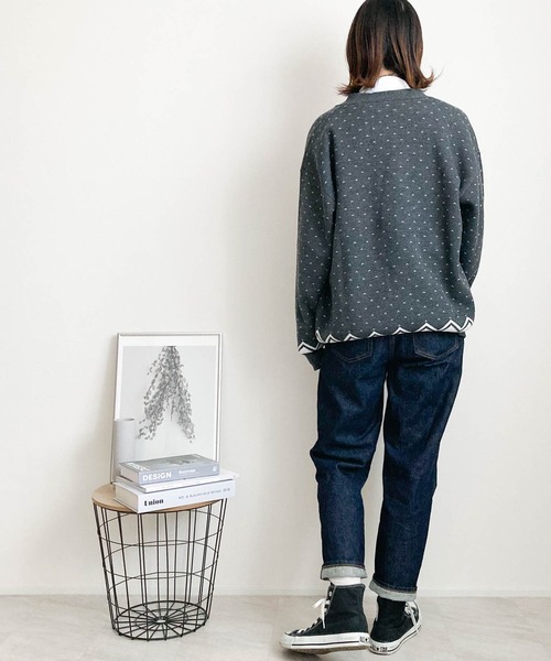 Ritzy（リッツィー）の「12GG ジャガードニット バーズアイ カーディガン レディース メンズ（カーディガン/ボレロ・メンズ・ベージュ/グリーン/杢グレー・MEDIUM/LARGE/X-LARGE）」の13枚目の写真