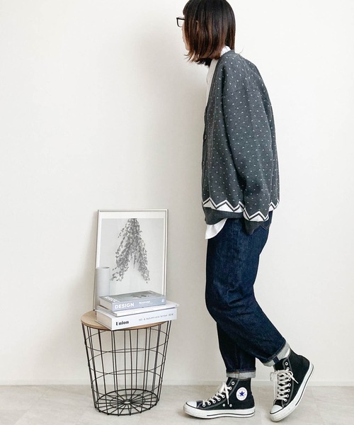 Ritzy（リッツィー）の「12GG ジャガードニット バーズアイ カーディガン レディース メンズ（カーディガン/ボレロ・メンズ・ベージュ/グリーン/杢グレー・MEDIUM/LARGE/X-LARGE）」の12枚目の写真