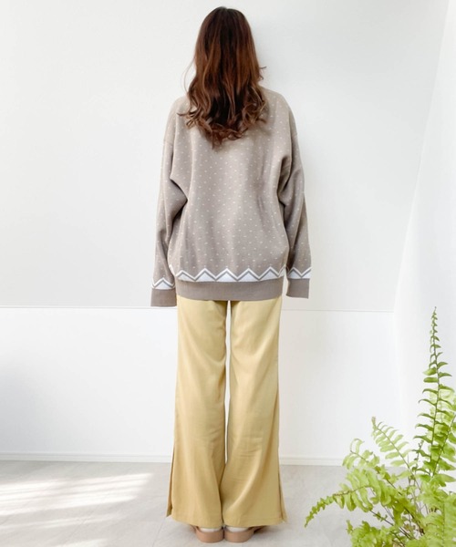 Ritzy（リッツィー）の「12GG ジャガードニット バーズアイ カーディガン レディース メンズ（カーディガン/ボレロ・メンズ・ベージュ/グリーン/杢グレー・MEDIUM/LARGE/X-LARGE）」の16枚目の写真