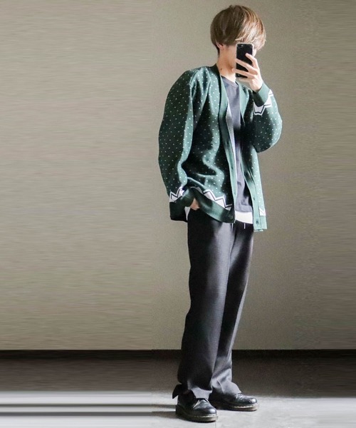 Ritzy（リッツィー）の「12GG ジャガードニット バーズアイ カーディガン レディース メンズ（カーディガン/ボレロ・メンズ・ベージュ/グリーン/杢グレー・MEDIUM/LARGE/X-LARGE）」の17枚目の写真