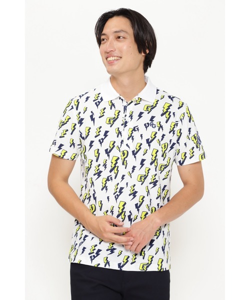 新品 パーリーゲイツ 鹿の子シルケット 立体エレキ柄 半袖