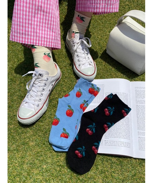 WC（ダブル シー）の「フルーツパターンソックス（ソックス/靴下・レディース・ブルー/ブラック/アイボリー・FREE）」の8枚目の写真