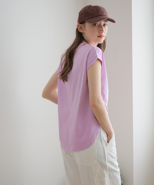 B.C STOCK（ベーセーストック）の「汗染み防止フレンチスリーブT（Tシャツ/カットソー・レディース・ブラック/ベージュ/パープル/ネイビー・FREE）」の4枚目の写真