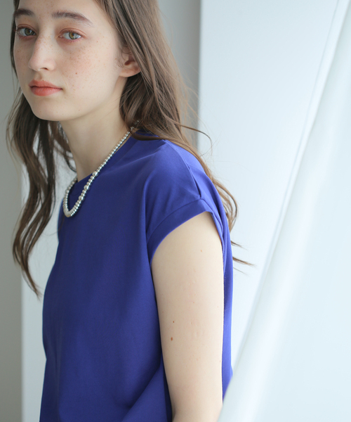 B.C STOCK（ベーセーストック）の「汗染み防止フレンチスリーブT（Tシャツ/カットソー・レディース・ブラック/ベージュ/パープル/ネイビー・FREE）」の3枚目の写真