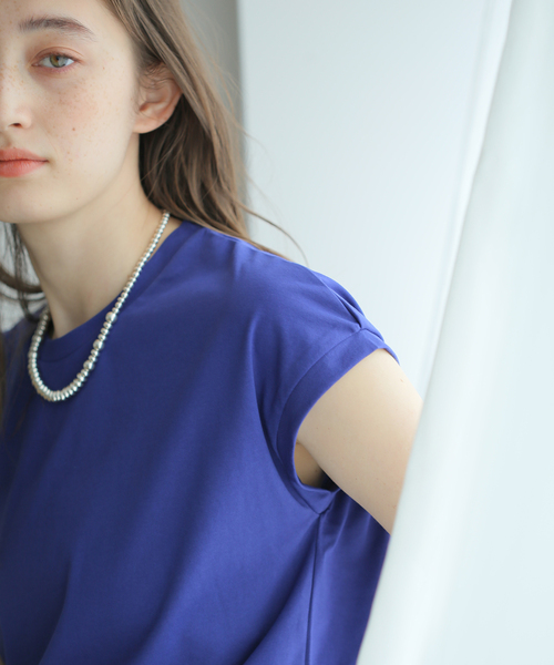 B.C STOCK（ベーセーストック）の「汗染み防止フレンチスリーブT（Tシャツ/カットソー・レディース・ブラック/ベージュ/パープル/ネイビー・FREE）」の5枚目の写真