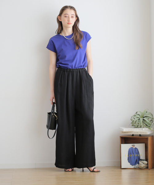 B.C STOCK（ベーセーストック）の「汗染み防止フレンチスリーブT（Tシャツ/カットソー・レディース・ブラック/ベージュ/パープル/ネイビー・FREE）」の6枚目の写真