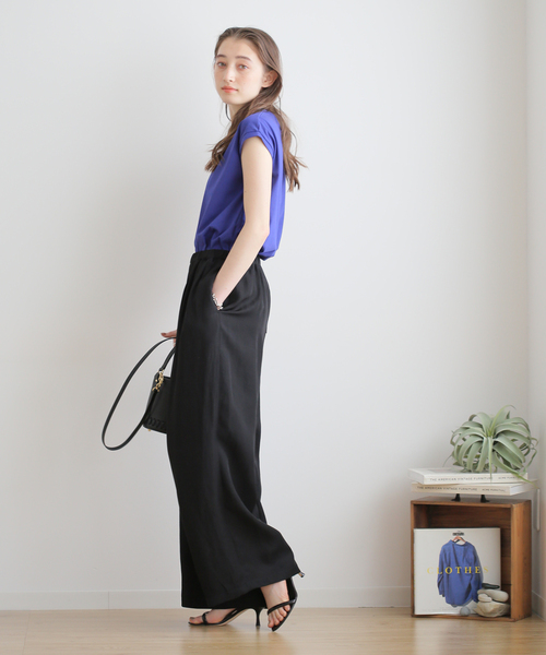 B.C STOCK（ベーセーストック）の「汗染み防止フレンチスリーブT（Tシャツ/カットソー・レディース・ブラック/ベージュ/パープル/ネイビー・FREE）」の7枚目の写真