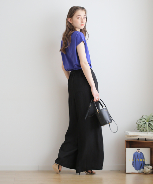 B.C STOCK（ベーセーストック）の「汗染み防止フレンチスリーブT（Tシャツ/カットソー・レディース・ブラック/ベージュ/パープル/ネイビー・FREE）」の8枚目の写真