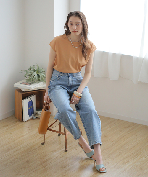 B.C STOCK（ベーセーストック）の「汗染み防止フレンチスリーブT（Tシャツ/カットソー・レディース・ブラック/ベージュ/パープル/ネイビー・FREE）」の11枚目の写真