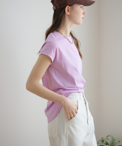 B.C STOCK（ベーセーストック）の「汗染み防止フレンチスリーブT（Tシャツ/カットソー・レディース・ブラック/ベージュ/パープル/ネイビー・FREE）」の14枚目の写真