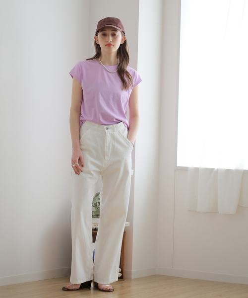 B.C STOCK（ベーセーストック）の「汗染み防止フレンチスリーブT（Tシャツ/カットソー・レディース・ブラック/ベージュ/パープル/ネイビー・FREE）」の15枚目の写真