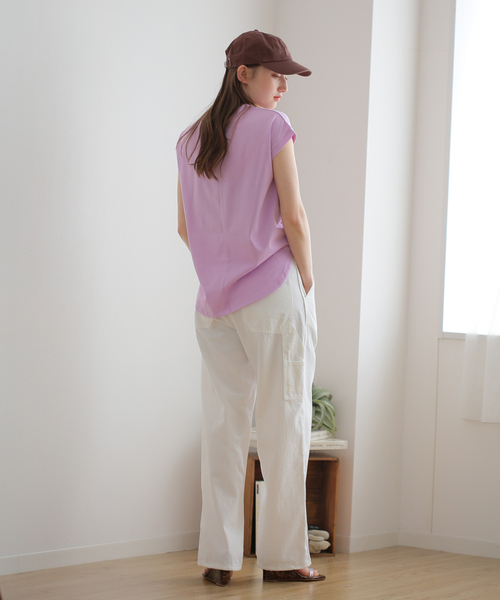 B.C STOCK（ベーセーストック）の「汗染み防止フレンチスリーブT（Tシャツ/カットソー・レディース・ブラック/ベージュ/パープル/ネイビー・FREE）」の17枚目の写真