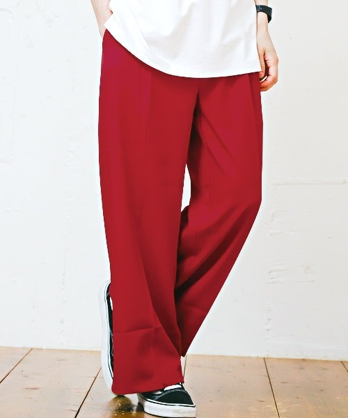 LUXSTYLE（ラグスタイル）の「ワイドテーパードパンツ（スラックス・メンズ・チャコール/グリーン/レッド/ライトブラウン/ブラック/ワイン/アイボリー/ブルーグレー・L/M）」の7枚目の写真