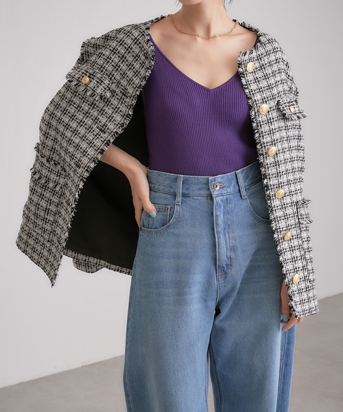 COLLAGE GALLARDAGALANTE(コラージュガリャルダガランテ)の「【OT】ヘルシーさをUPさせる/ニットタンク/手洗い可(タンクトップ・レディース・ブラック/ベージュ/パープル・FREE)」の19枚目の写真