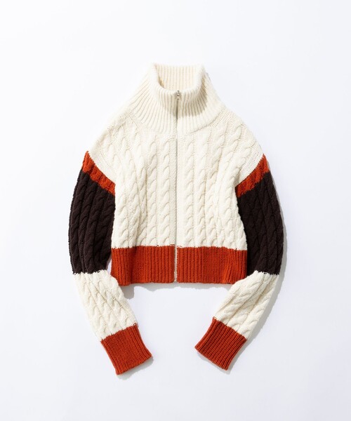 JOSEPH STUDIO（ジョゼフストゥディオ）の「ハスキー　ニットカーディガン（ニット/セーター・レディース・ダークグリーン系/アイボリー系・MEDIUM/SMALL）」の2枚目の写真