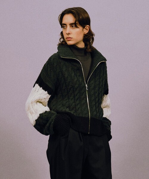 JOSEPH STUDIO（ジョゼフストゥディオ）の「ハスキー　ニットカーディガン（ニット/セーター・レディース・ダークグリーン系/アイボリー系・MEDIUM/SMALL）」の7枚目の写真